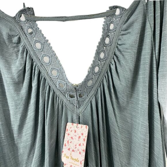 Free People Off The Shoulder Long Sleeve V Neck XS - Picture 3 of 8